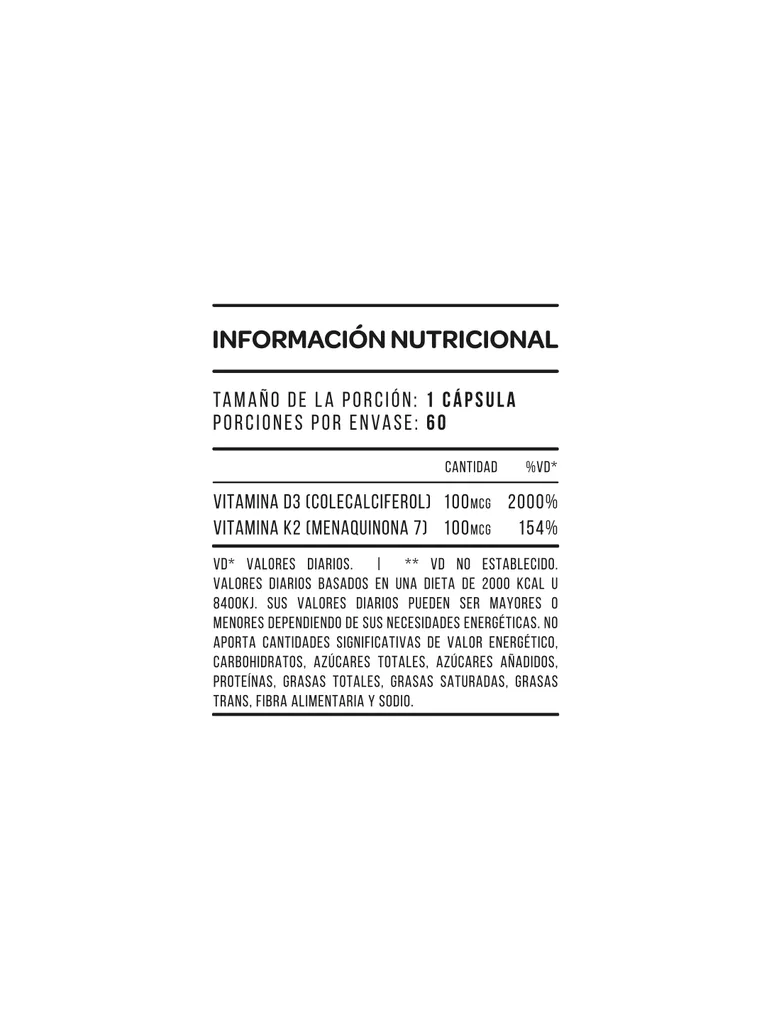 Vitaminas K2+D3 - 60 Cápsulas